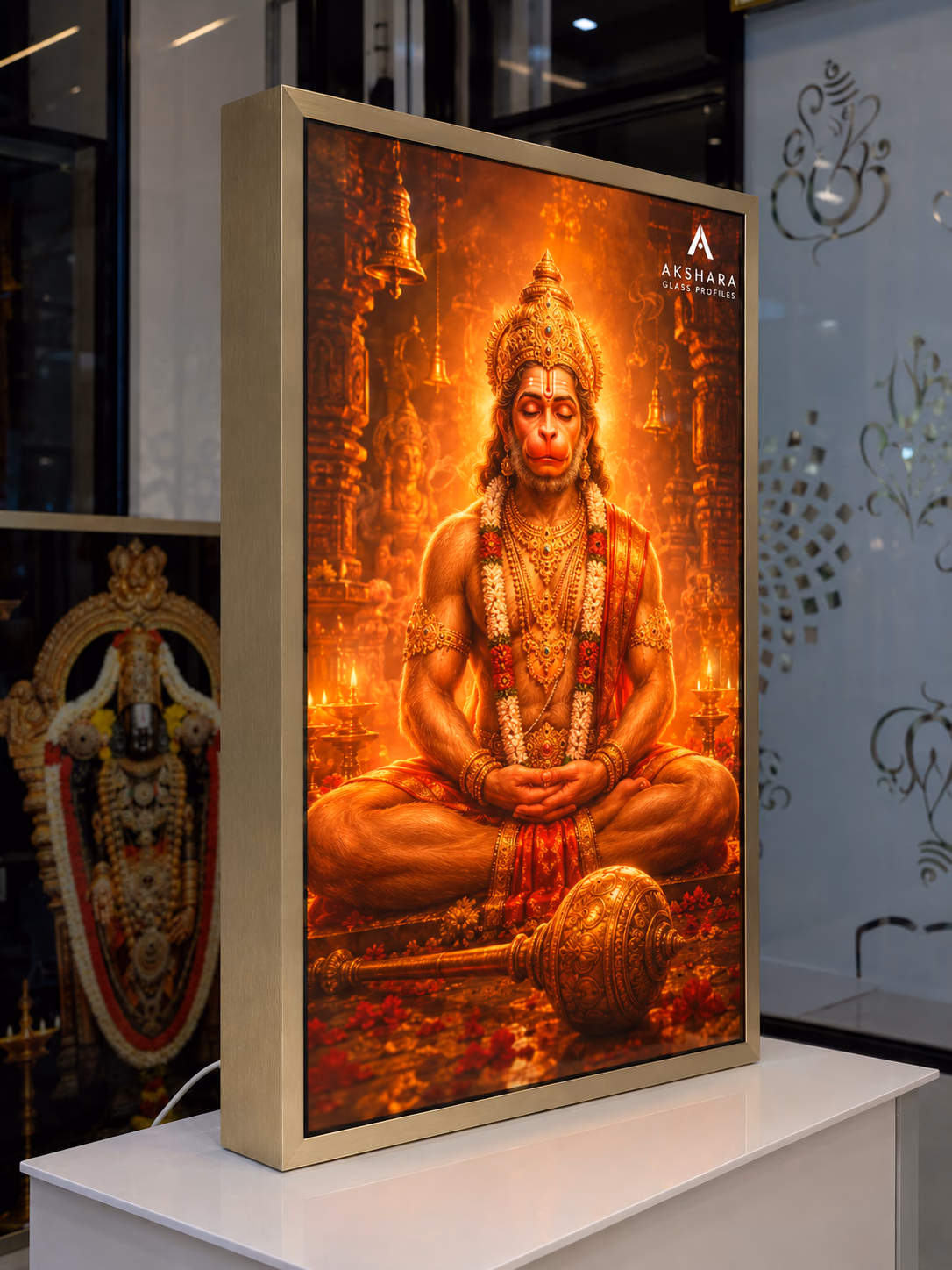 Divine Hanuman Temple Radiance Normal LED Digital Glass Frame