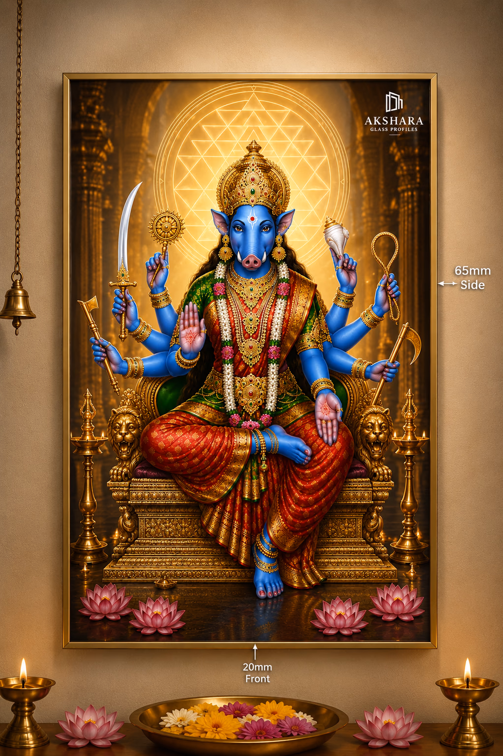 Sri Varahi Devi Chakra Shakti Normal LED Digital Glass Frame
