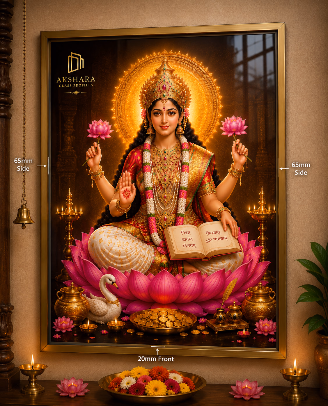 Vidya Lakshmi Lotus Wisdom Normal LED Digital Glass Frame