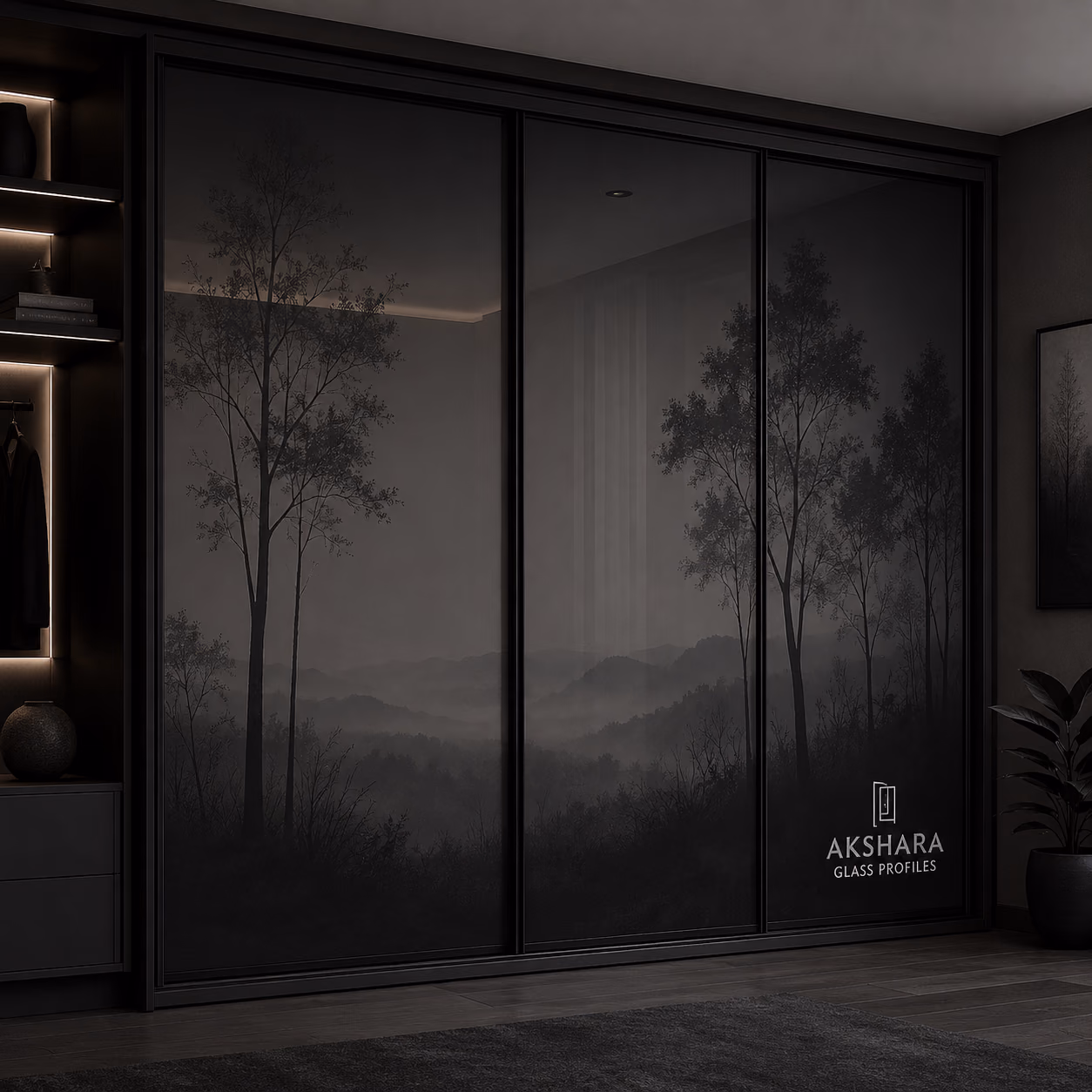 Misty Forest Horizon 3-Door Sliding Glass Wardrobe