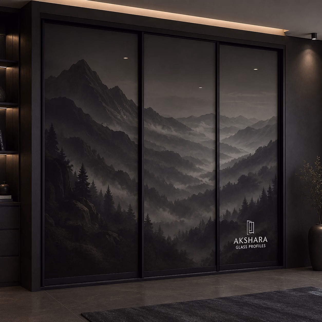 Graphite Mountain Layers 3-Door Sliding Glass Wardrobe