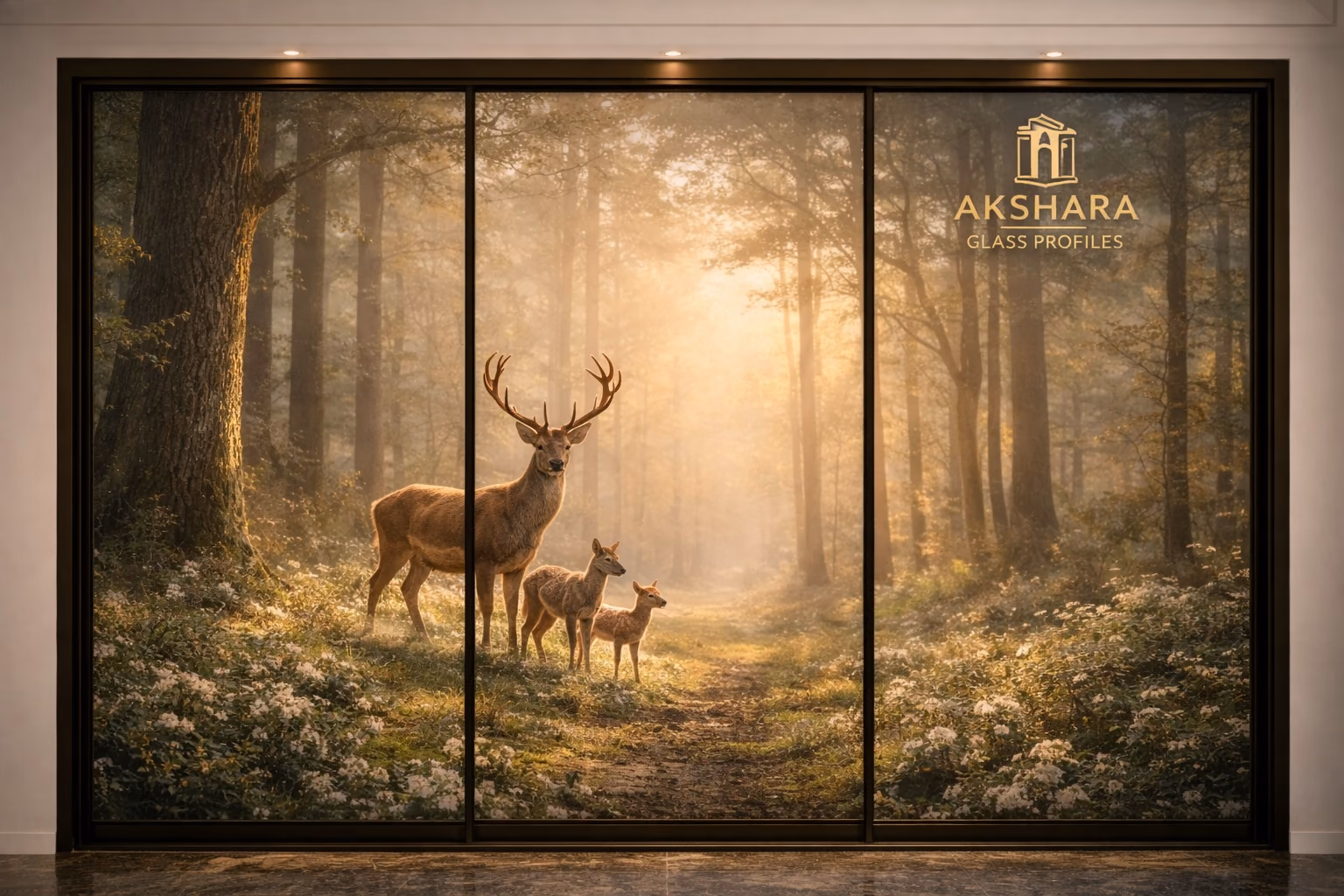 Sunlit Deerwood 3-Door Sliding Glass Wardrobe