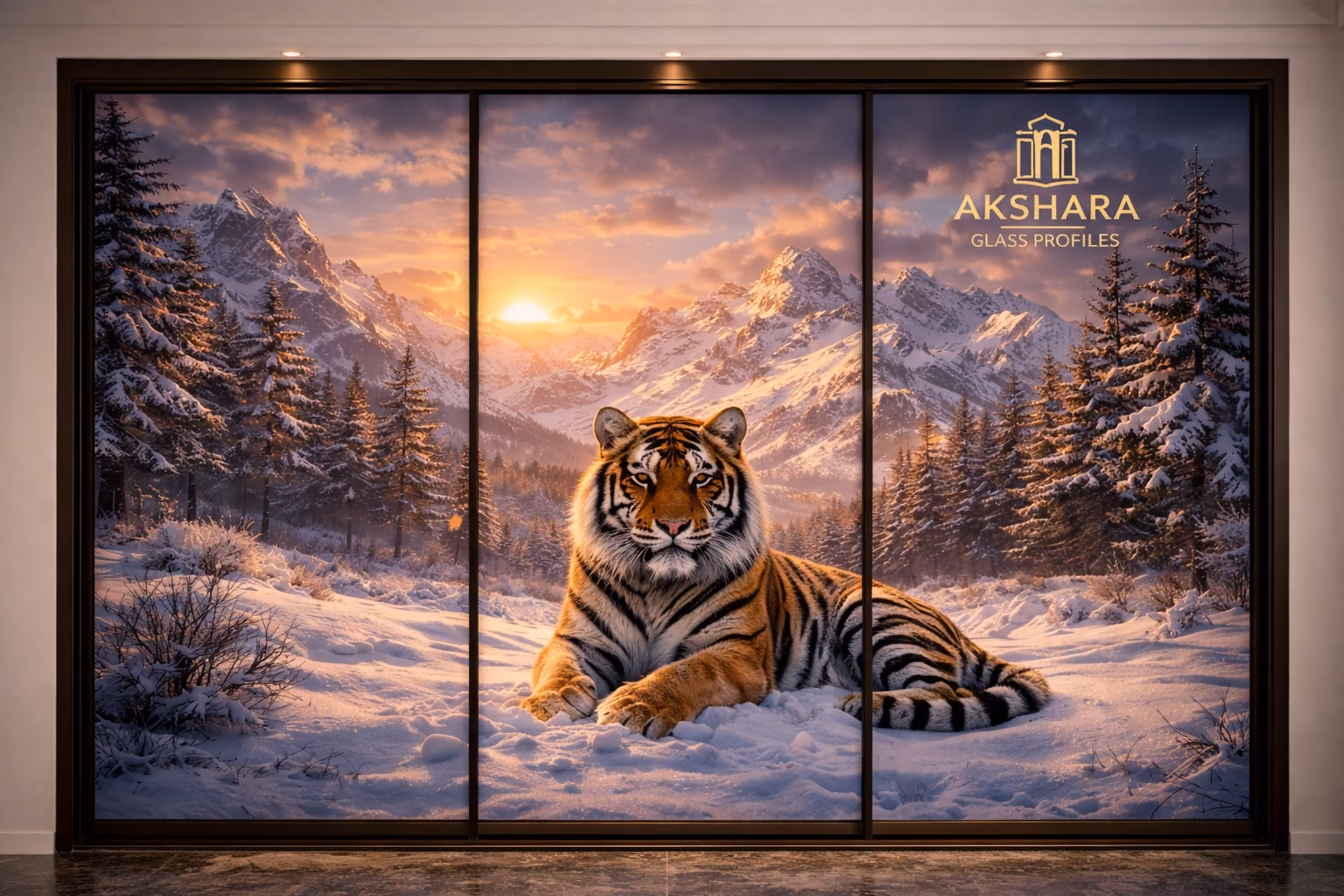 Snow Tiger Majesty 3-Door Sliding Glass Wardrobe