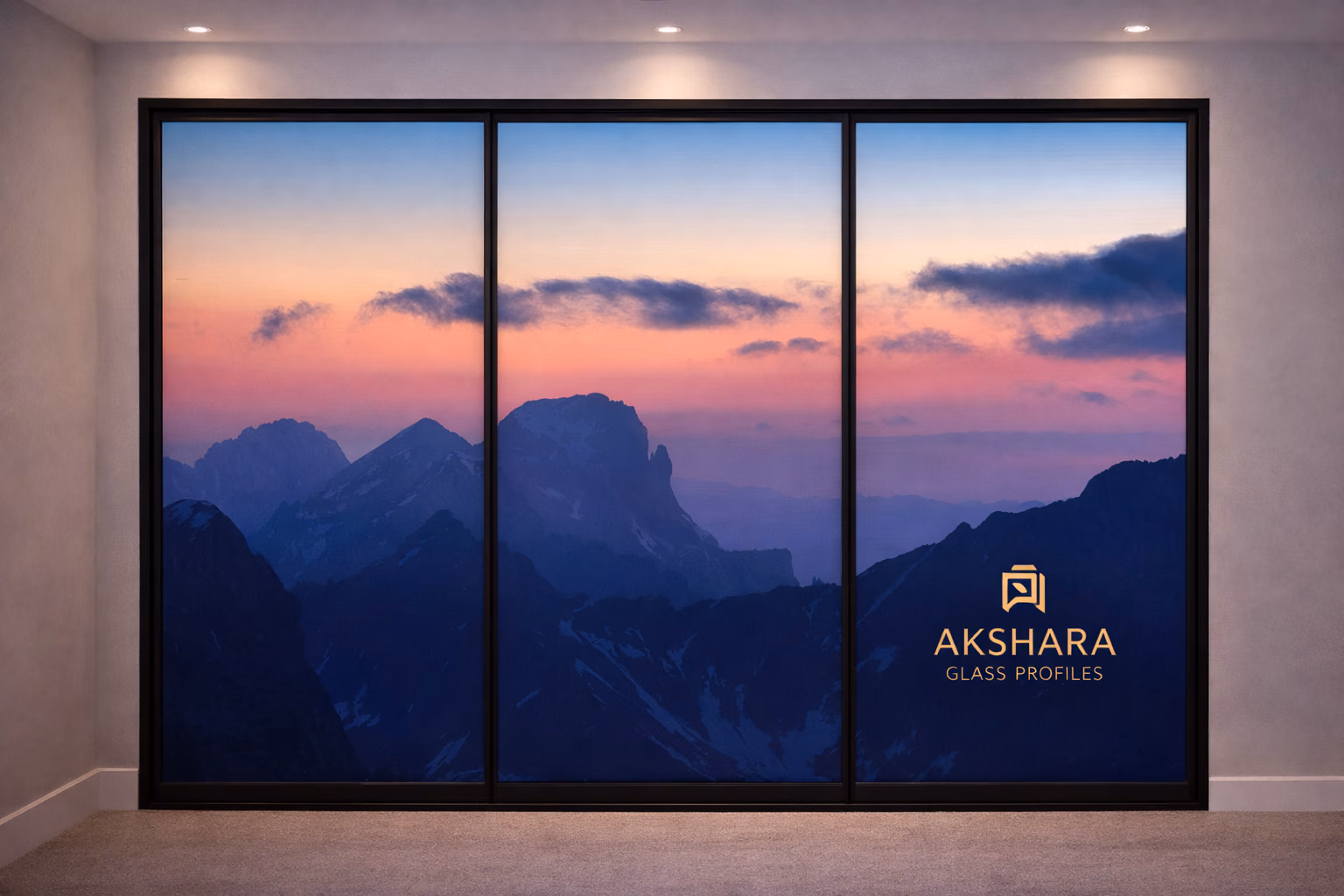 Twilight Mountain Silhouette 3-Door Sliding Glass Wardrobe
