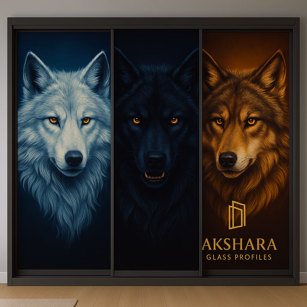 Tricolour Wolf Pack 3-Door Sliding Glass Wardrobe