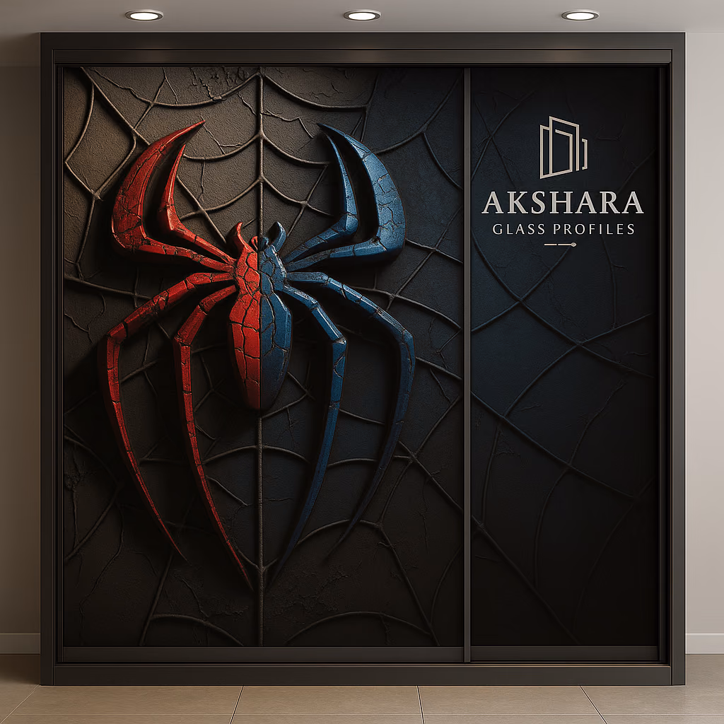 Crimson Azure Spider 3-Door Sliding Glass Wardrobe